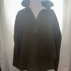 Aerie Cozy Olive Green Sherpa Pullover